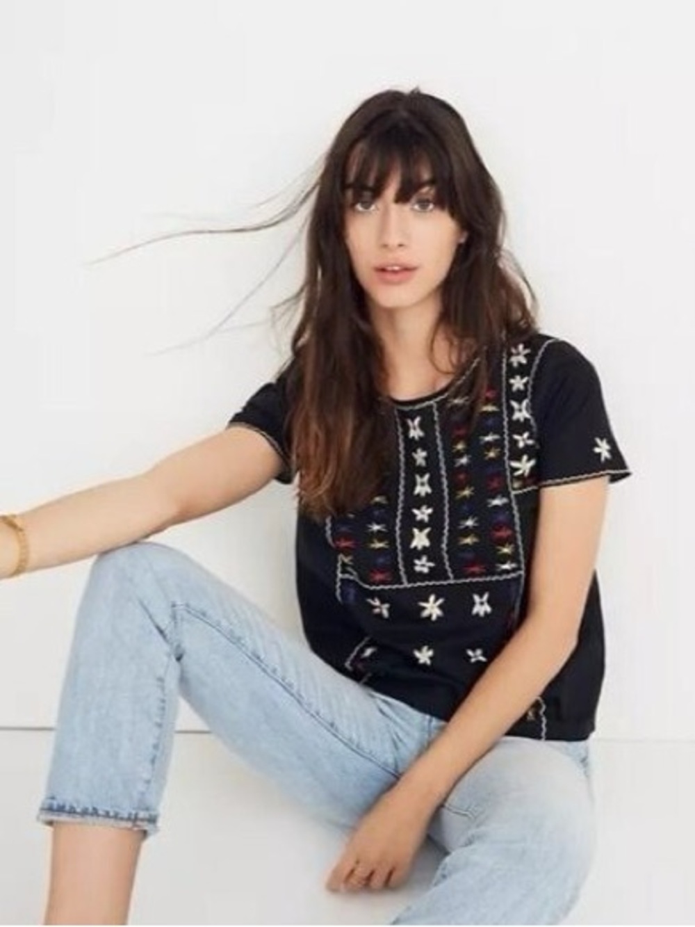 Madewell Embroidered Tie back cutout top, boho chic!